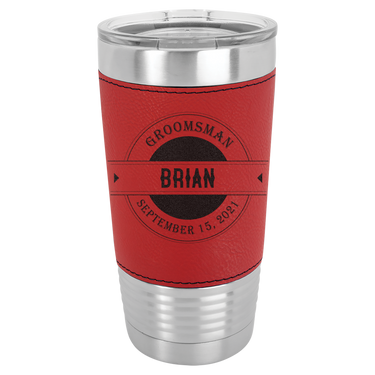 Personalized 20oz Leatherette Groomsmen Tumbler Gift